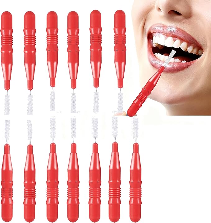 HOMSFOU 50 Pcs Care Tool Interdental Tooth Floss: Plastic Tooth Floss Toothpick 2.5mm, Dental Head for Daily Oral Hygiene, Teeth Cleaning Tool & Oral Care Accessories for Home & Travel, Red
