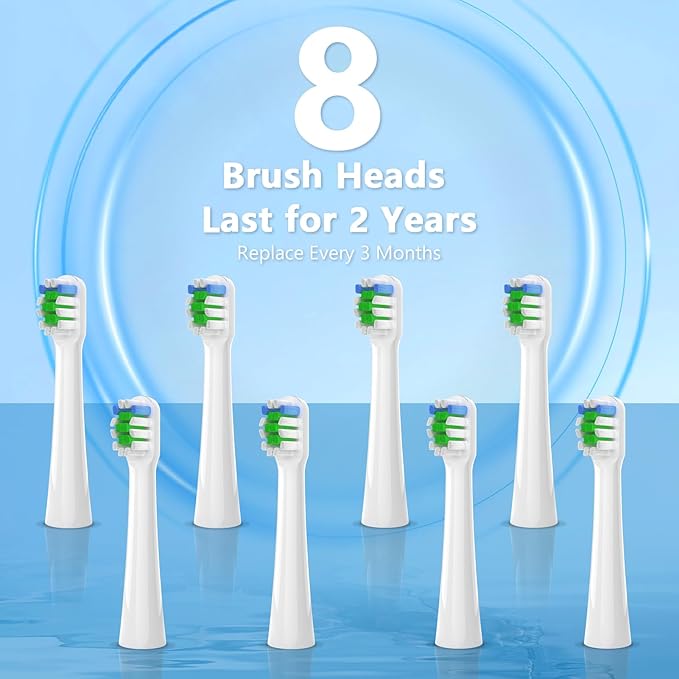 Sonic Toothbrush with 8 Brush Heads, Electric Toothbrush for Adults and Kids with Fast Charge 4 Hours Last 60 Days, 2-Min & 30s Smart Timer, IPX7 Waterproof, Type-C Charging