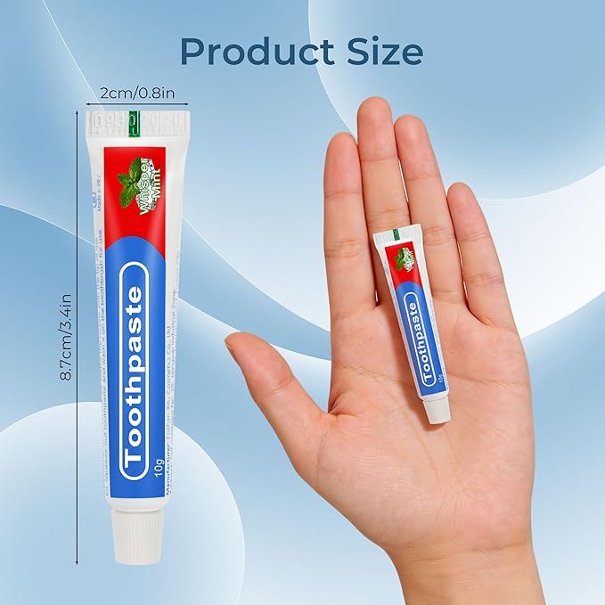 Travel Toothpaste Bulk, 10g/0.35oz Red & Blue Disposable Toothpaste Suitable for Hotels, Camping, Guests, Homeless Individuals, Charities (200-PACK)