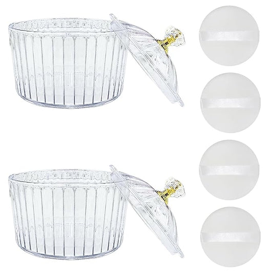 6-Pcs Fluffy Soft Plastic Powder Puff Dish for Women