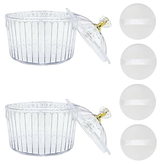 6-Pcs Fluffy Soft Plastic Powder Puff Dish for Women