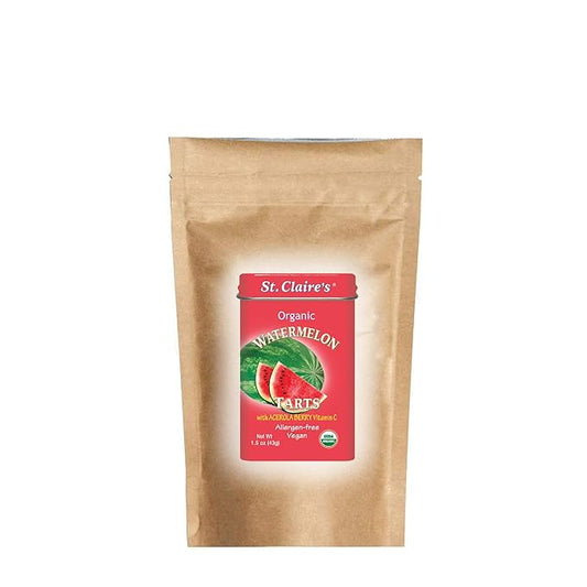 St. Claire's Organic Fruit Tart Candies, (Watermelon, 8 Ounce Refill Bag, over 240 pieces) | Gluten-Free, Vegan, GMO-Free, Plant-based, Allergen-Free | Made in our Allergen-Free facility