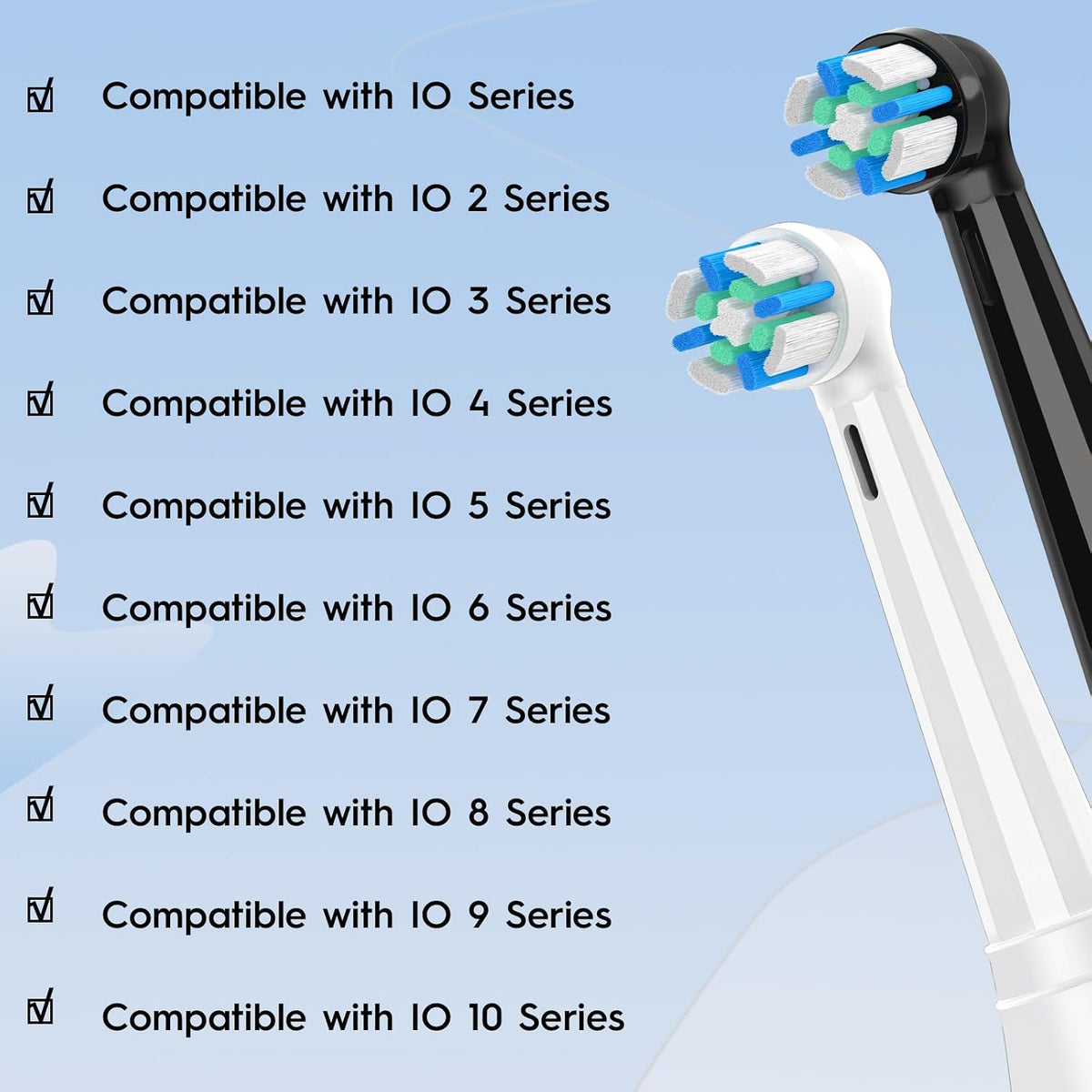 10 Pack iO Replacement Heads Compatible with Oral-B iO 2/3/4/5/6/7/8/9/10 Series Electric Toothbrushes, Replacement Brush Heads (White)