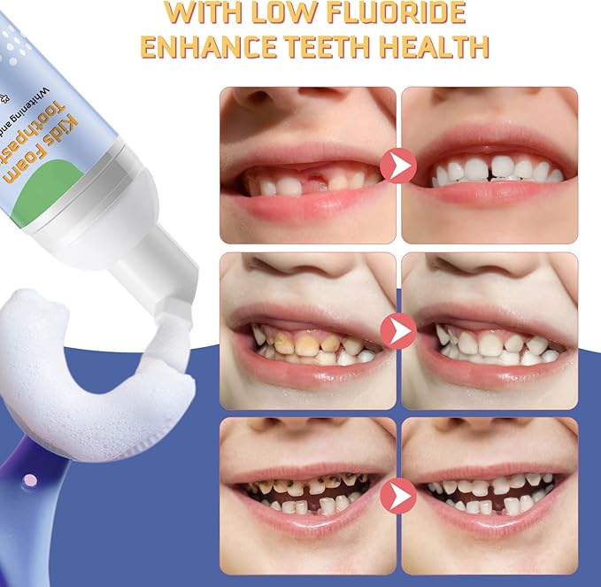 Foam Toothpaste Kids, 4 Packs Kids Foam Toothpaste for U-Shape Electric Toothbrush, Toddler's Toothpaste with Low Fluoride, Children Oral Cleaning for Best Result