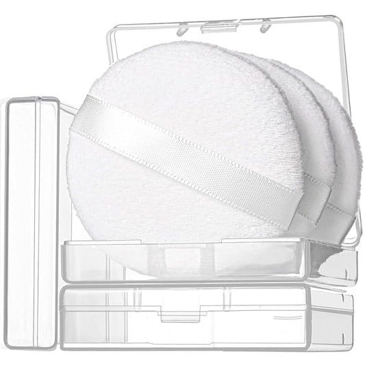 Teenitor 3pcs Setting Powder Puff 2.36 Inch, Soft Applicator for Loose and Pressed Powder, Face Makeup Puff With Cases