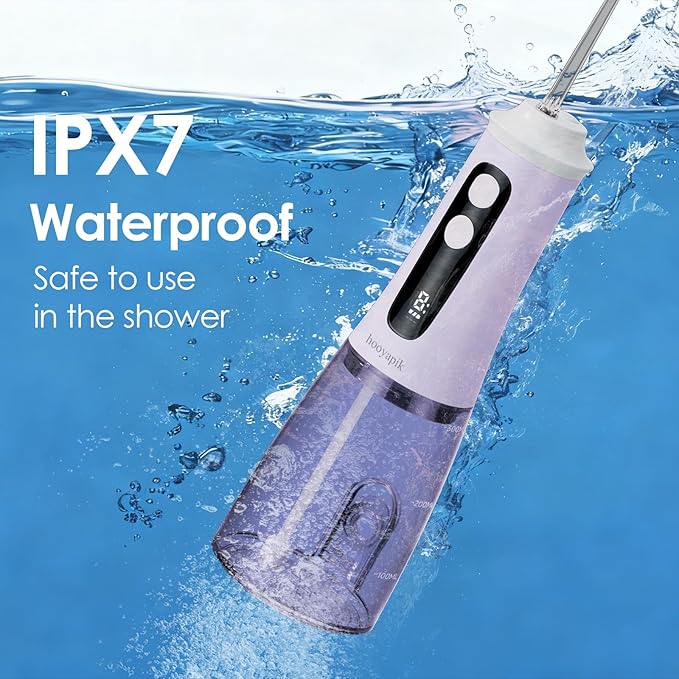 300ml Large Capacity Home Oral Irrigator 9 Modes Water Flosser with Adjustable Pressure for Gum Care/Breath Remover/Dentures (Light Purple)