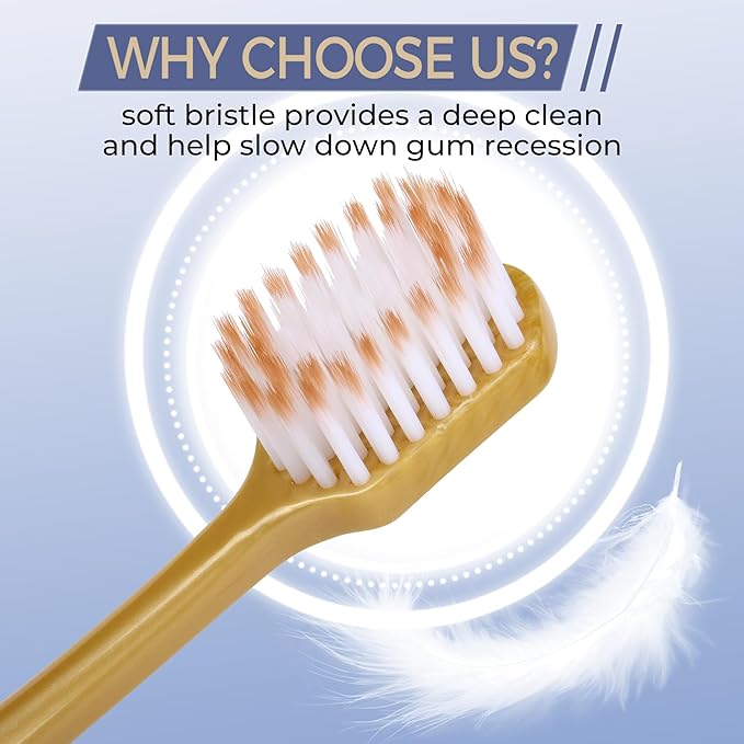 Soft Toothbrushes for Adults, Medium Manual Wider Head Tooth Brush, Good Cleaning Effect for Sensitive Teeth Oral Gum Recession (6 Pack)