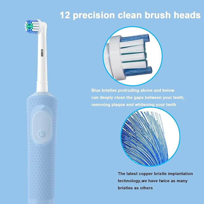 Replacement Heads for Oral B,12 Pack Soft Electric Toothbrush Heads,Deep and Precise Cleaning for Oral B Braun Pro1000/1500/7500/3000/7000/8000/500 (Black)