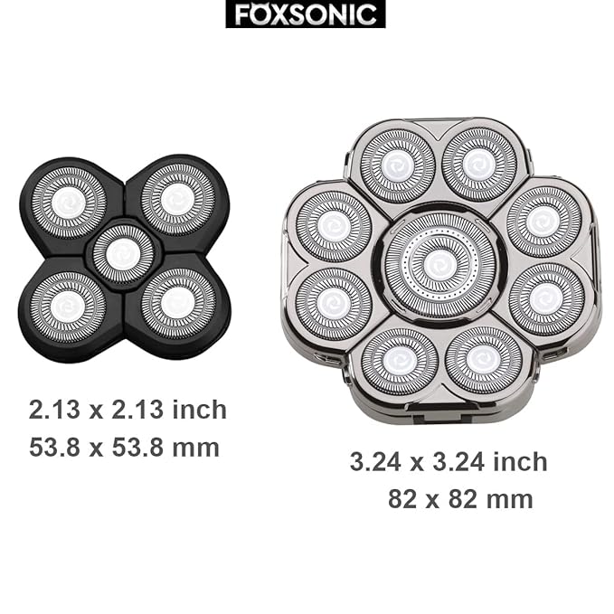 FOXSONIC Upgraded 9 Blades Body & Head Shaver for Head Shaver Many Brands 9 Blades Replacement Shaver Head Blade 9 Heads Beard Electric Razor Shaver Head for Blad Men