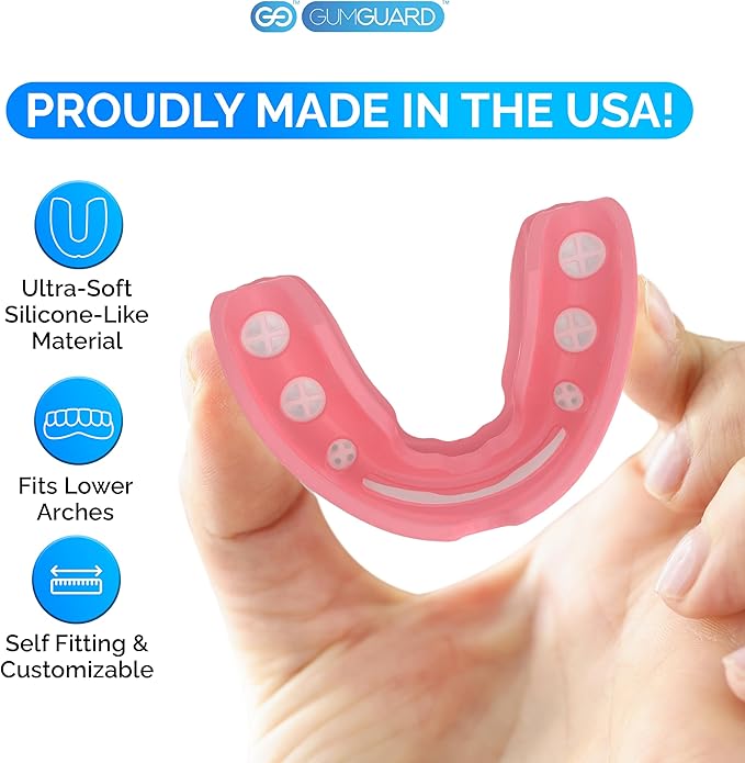 GumGuard PRO Denture Mouthguard Set - Soft, Customizable Fit Relief for Grinding & Clenching - Ideal for Denture Wearers & Implant Patients Lower White and Pink Pro Guard Set