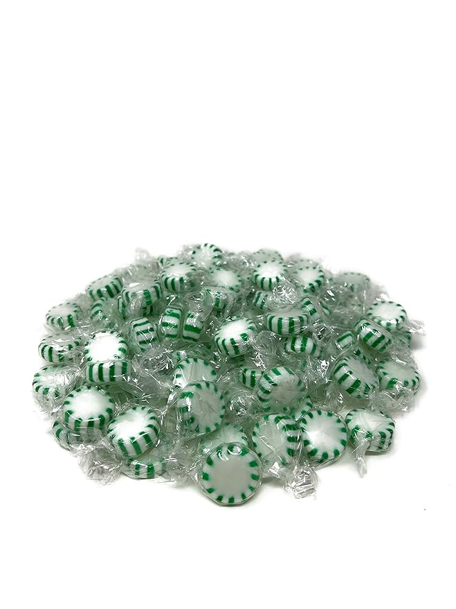 Holiday Spearmint Starlights Hard Candy Mints - 1 lbs - Spearmint Flavored Old School Disks Classic Hard Candies - American Vintage Candy Snack - Individually Wrapped, 16 oz.