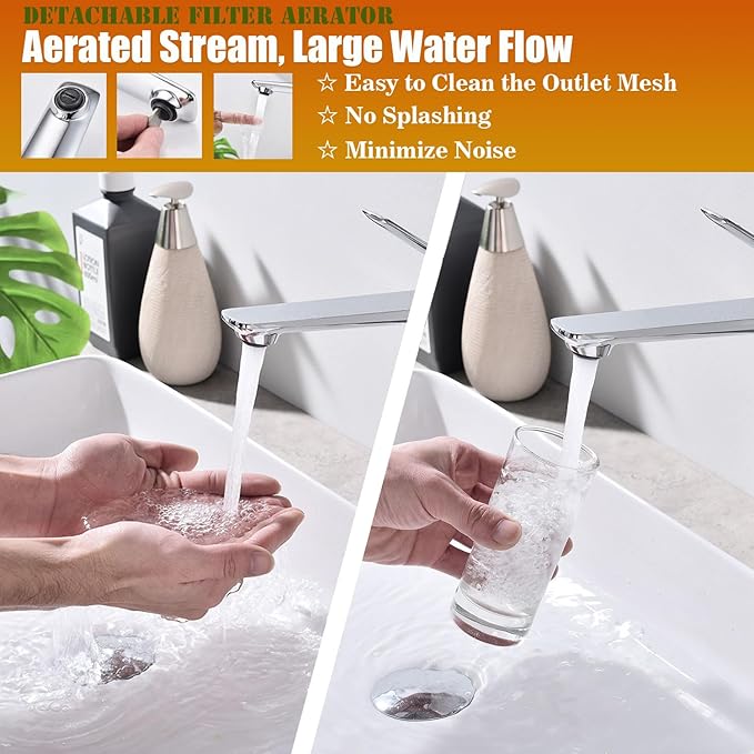 TOCALOCA Tall Vessel Bathroom Faucets Chrome Silver Basin Mixer Tap Single Handle1 Hole, Modern Vessel Sink Faucet Polished Chrome Basin Faucet Brass Single Lever Lavatory Faucet