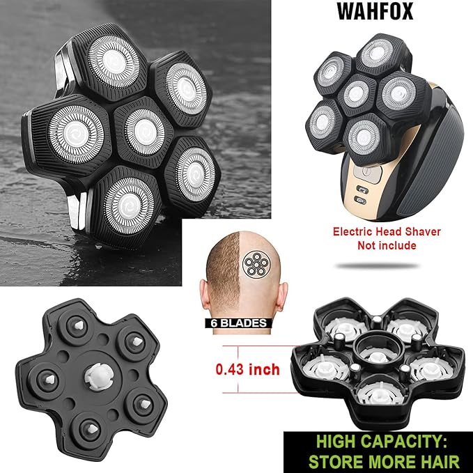 FOXSONIC 6 Blades Universal Magnetic Shaver Blades for Head Shaver and Other Brands Head Shaver