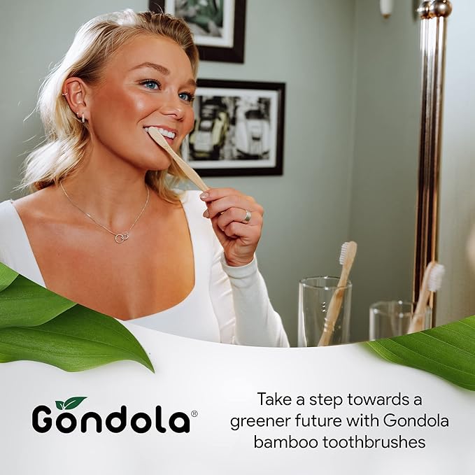 Gondola Organic Bamboo Toothbrushes (Adults - 4 Count (Pack of 1))