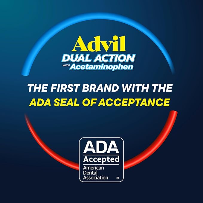 Advil Dual Action Coated Caplets with Acetaminophen, 250 Mg Ibuprofen and 500 Mg Acetaminophen per Dose (2 Dose Equivalent) for 8 Hour Pain Relief - 216 Count