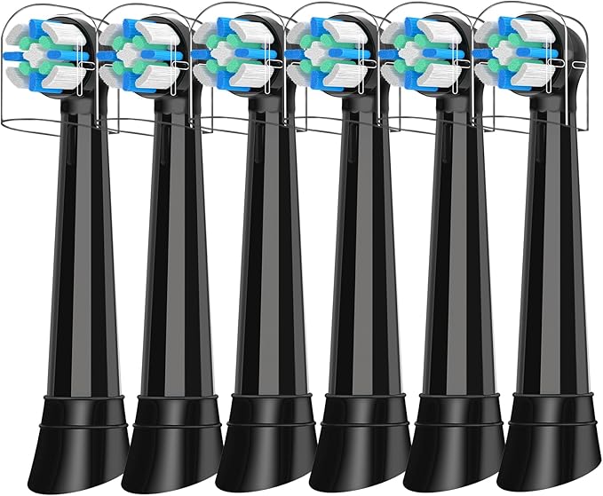 IO Replacement Heads Compatible with Braun Oral B iO 2/3/4/5/6/7/8/9/10 Series Electric Toothbrushes, IO Brush Heads Compatible with Oral B iO for Teeth Clean (6 Black)