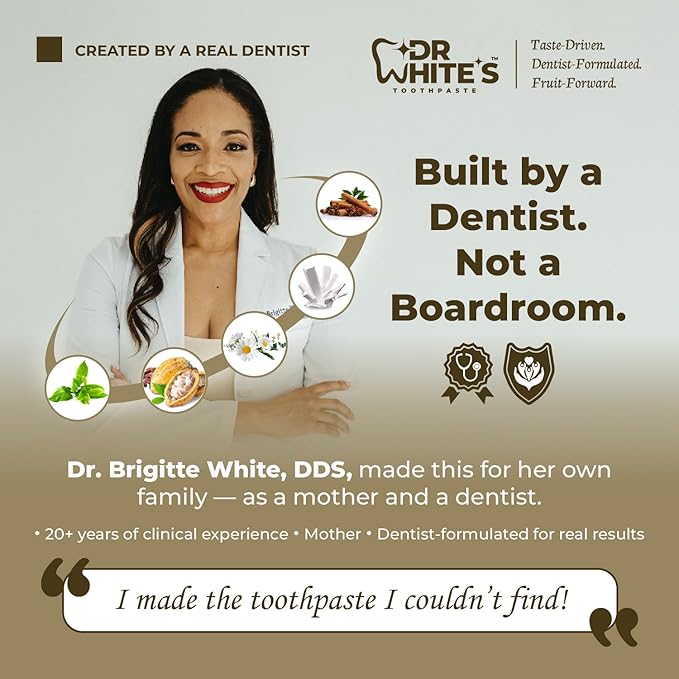 Dr. White’s Fruit by Design™ Line — Coconut Chill Fluoride-Free Nano-Hydroxyapatite Toothpaste, 3.5 oz | Mint-Free | Dentist-Formulated | Enamel-Identical Mineral Care