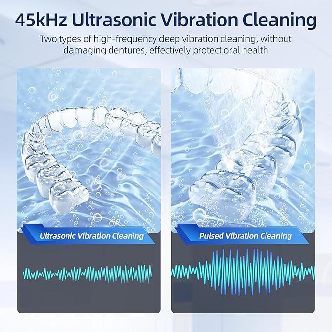 Ultrasonic Retainer Cleaner, Retainer Cleaner Machine for Dentures, Mouth Guards, Braces, Toothbrush Heads, Jewelry with 200ML Capacity, 45kHz Retainer Cleaning, 4 Modes for Appliances (Light Yellow)