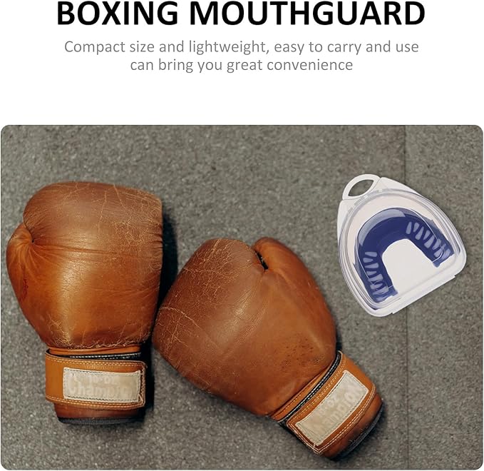Sports Mouth Guard Teeth Protector with Case, Blue Portable Boxing Soccer Taekwondo Athletic Mouthpiece for Adults and Youth, Impact Resistant for Football and Martial Arts