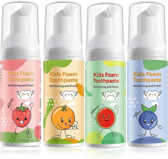 Foam Toothpaste Kids, 4 Packs Kids Foam Toothpaste for U-Shape Electric Toothbrush, Toddler's Toothpaste with Low Fluoride, Children Oral Cleaning for Best Result
