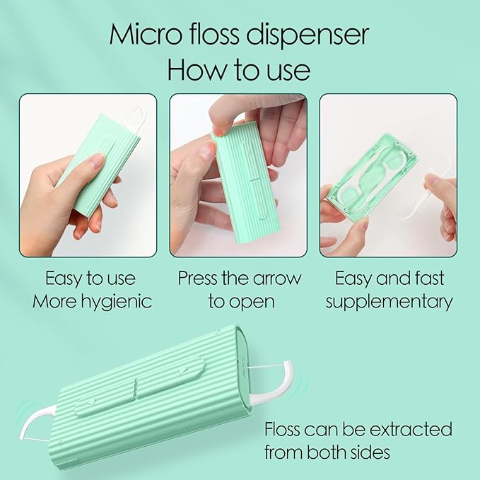 Dental Floss Picks Portable Case-20 Count Pocket-Sized Professional Flosser Dispenser-LIAMOSS Superfine Toothpicks Sticks-Best Dental Oral Care(Blue Green)