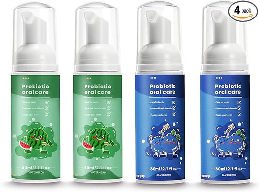 Kids Foam Fluoride Free Toothpaste with Watermelon and Blueberry Mint Flavor, Toddler Natural Teeth Deep Cleaning Toothpaste for U Shaped Toothbrush