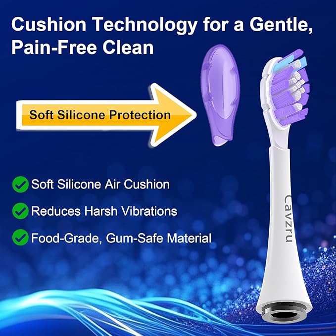 Cavzru Replacement Toothbrush Heads for Philips Sonicare Electric Toothbrush,Real Dupont Bristles for Sonicare A3 G3 W3 C3 C2 Brush Head, 6 Pack-Purple