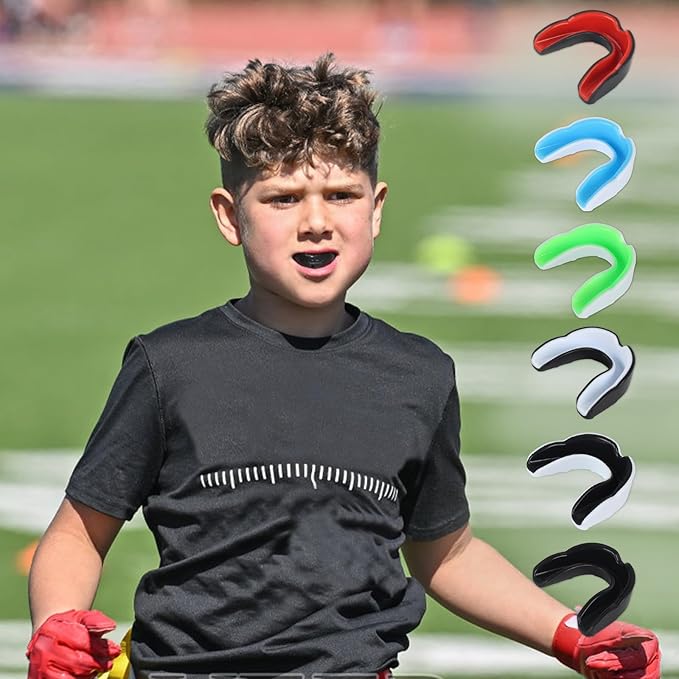 6 Pack Sports Mouthguard, Kids & Youth Mouth Guard with Case for Boxing, MMA, Hockey, Soccer, Basketball, Size S