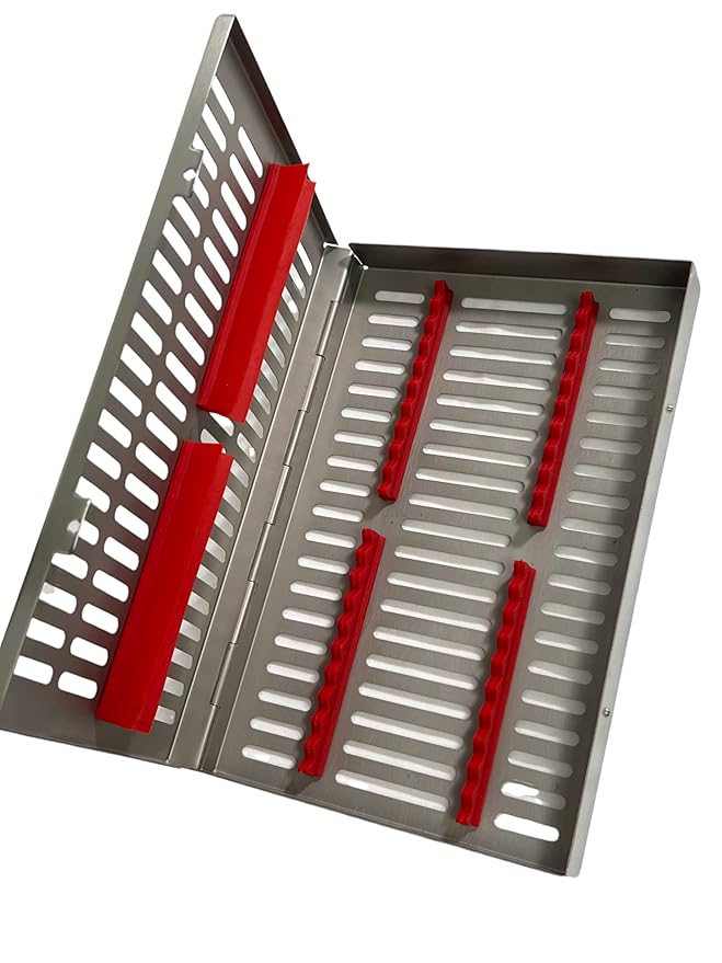 ArtLab-Dental Instrument Sterilization Cassette Rack Box (for 20 Pieces) for Dental Instruments Organizer and Dental Hygiene Sterilization Cassettes Rack Box (20 Slot-RED)