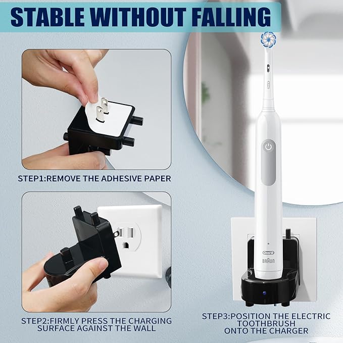 Wireless Electric Toothbrush Wall Charger Compatible with Oral-B and Braun Models (Excluding iO 7/8/9/10 and Pulsonic Series)