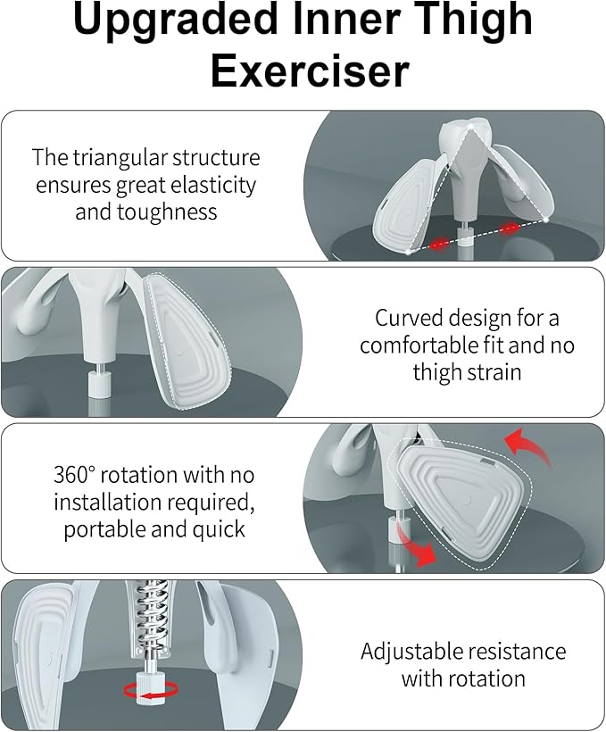 Upgraded Inner Thigh Exerciser, Kegel Exerciser, Adjustable Pelvic Floor Muscle Strengthening Exercise Devices, Hip Pelvic Trainer for Postpartum Recovery, Thigh Toner Workout Equipment