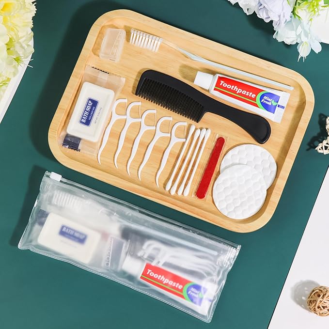 50 Sets Personal Hygiene Kit Bulk, Disposable Toothbrushes with Toothpaste Floss Comb Soap Cover and Vanity Kit, Toiletry Kits Homeless Supplies Bulk for Women,Men,Travel,Homeless