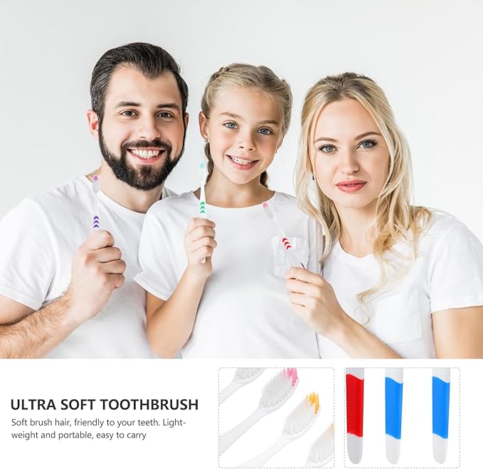Disposable Toothbrushes 30pcs Travel Family Set Soft Colored Bristles Oral Care Tool Portable Tooth Cleaning for Hotel and Daily Use