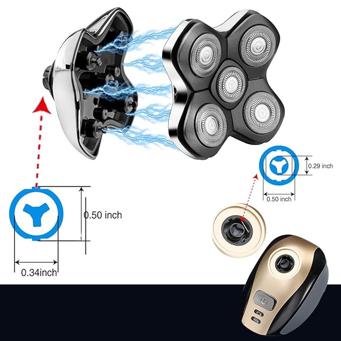 Universal Magnetic 5 Blades for Freebird, Head Shaver Replacement Heads for Universal Replacement Heads