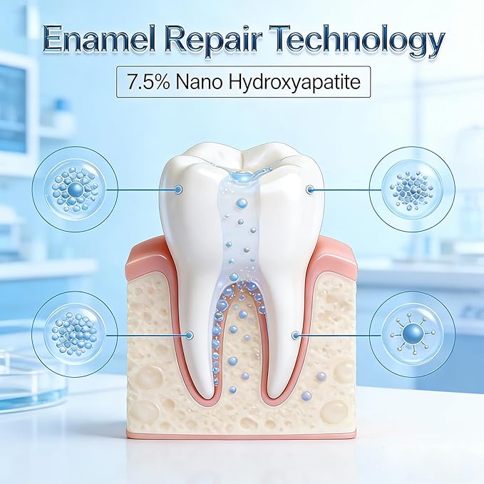 Hydroxyapatite Toothpaste, 7.5% Nano Hydroxyapatite Toothpast, Deep Cleaning for Advanced Enamel Protection, Fluoride-Free Gentle and Effective Formula with Fresh Mint (3 Sets)