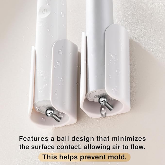 Electric Toothbrush Holder for Bathroom, Wall-Mounted Toothbrush Stand with Self-Adhesive, Compact Bathroom Caddy for Electric Toothbrushes (White-4pcs)