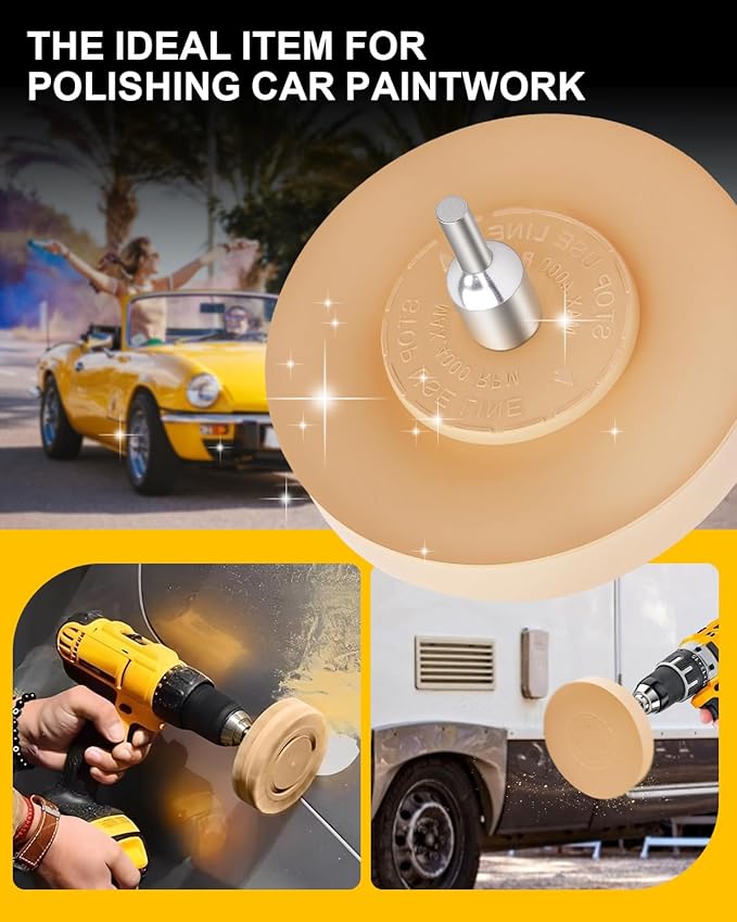 Solid Decal Remover Wheel, 4 inch Eraser Wheel for Drill for Adhesive Remover Tool, Pinstripe, Sticker, Vinyl Removal Tool Kit for Cars, RVs