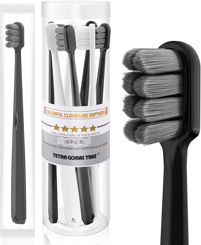 Extra Soft Toothbrushes for Adults - Extra Soft Toothbrush Pack for Sensitive Gums Ultra Soft Gum Toothbrush Designed for Gum Bleeding and Irritation 6 Pack Individually Wrapped Dentist Recommended