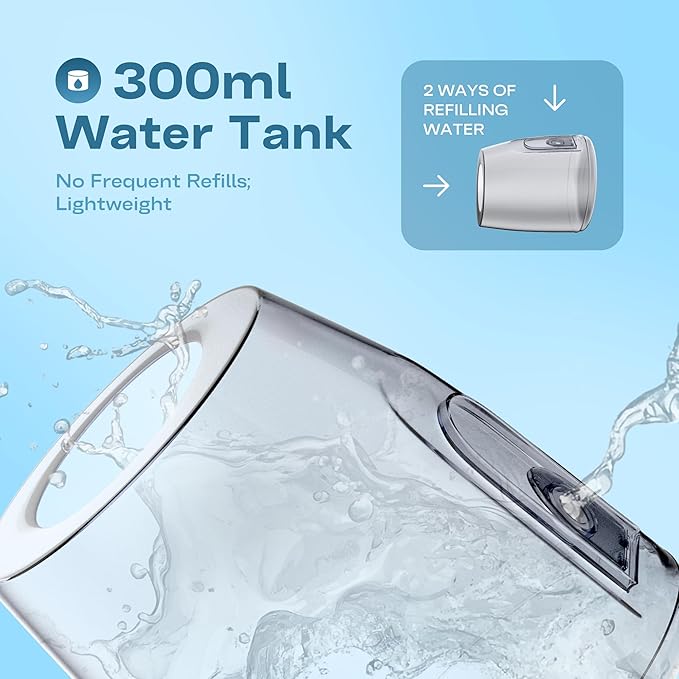 Cordless Water Flosser | Oral Irrigator for Sensitive Gums & Braces | Built-in Light for Self-Cleaning |4 Tips 2 Modes 18 Pressure Settings, Bag | Portable Water Flossers Rechargeable & Waterproof