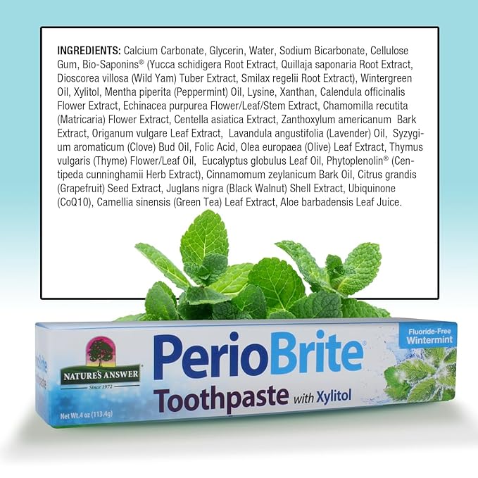 Nature's Answer Periobrite Whitening Toothpaste | Soothes & Refreshes | Gluten-Free, Flouride-Free Soy-Free & Vegetarian | Not Tested On Animals | No Artificial Sweeteners 4oz (2 Pack)