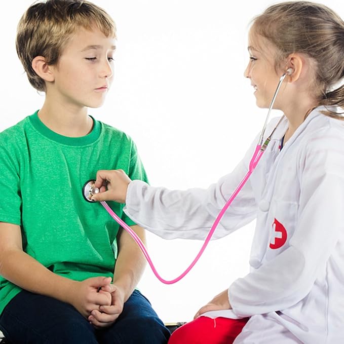 Zcaukya Kids Stethoscope, 2 Pack Real Working Nursing Stethoscope for Kids Role Play, Doctor Game, Blue and Pink