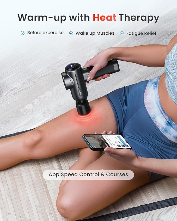 RENPHO Massage Gun with Heat and Cold, Valentines Birthday Gifts for Women Men, Portable Percussion Muscle Deep Tissue Massager with Charging Stand, Active+ Thermacool Deluxe