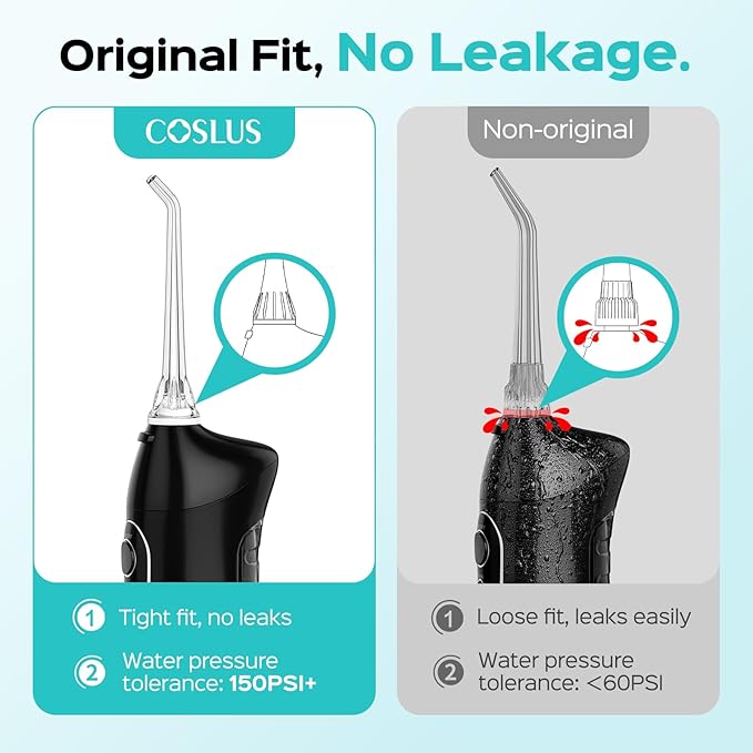 COSLUS Original Water Flosser Replacement Tips: Replacement Heads Compatible with COSLUS, Aquasonic, Nicwell, Oralfree, WELLFINE, Hangsun, Tovendor Water Dental Pick, Accessory, 4 Periodontal Jet Tips