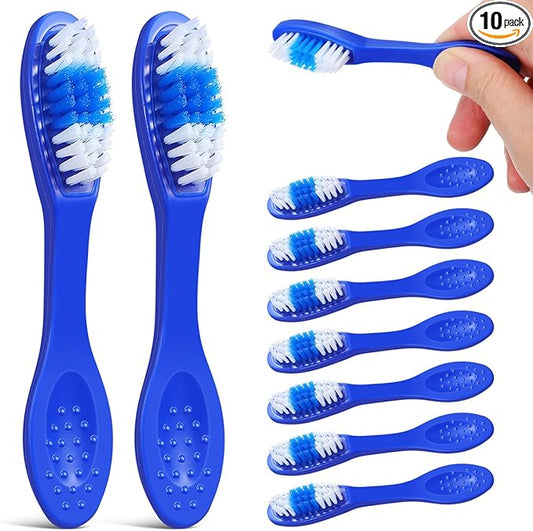 iplusmile 10Pcs Mini Handle Toothbrush Thumbprint, Portable Short Handle Soft Bristles Toothbrush for Travel Teeth Cleaning (9CM)