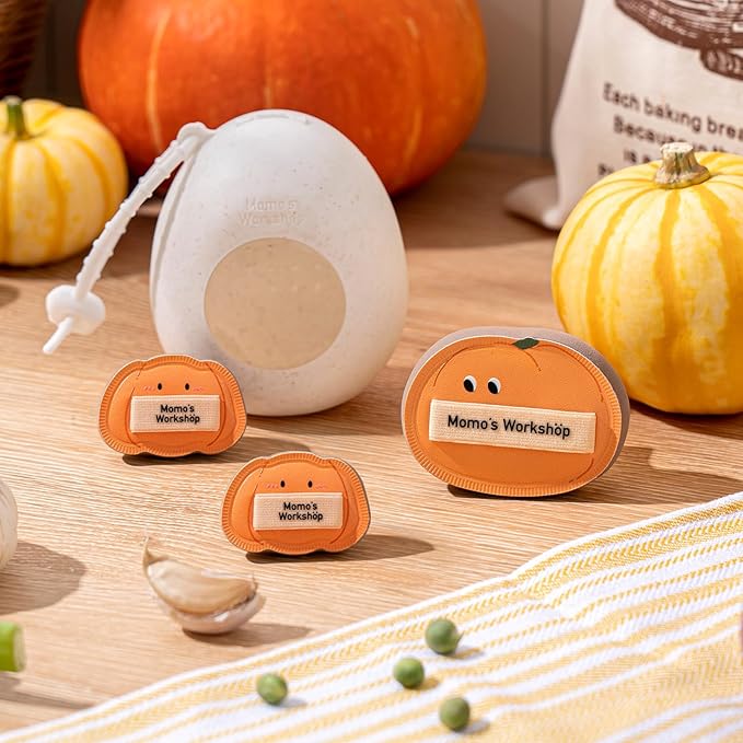 Momo's Workshop Pumpkin Makeup Sponge Set (3pcs) - Large & Small Cushion Puffs for Halloween Themed,Rubycell Material for Flawless Foundation Application, Travel-Friendly & Storage Case