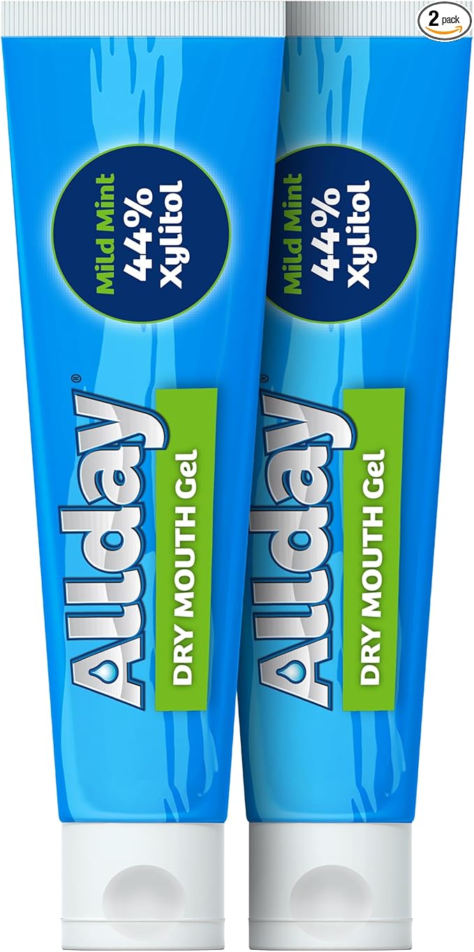 Allday Dry Mouth Treatment Gel - Maximum Strength Xylitol, Fast Acting, Non-Acidic (2 Tubes Inside One Box)