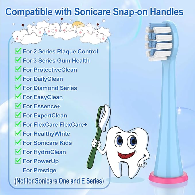 8 Pack Kids Replacement Brush Heads Compatible with Philips Sonicare Electric Toothbrushes,Ultra Soft Bristles for Gentle Cleaning