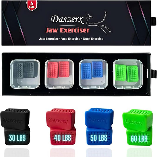 Premium Jaw Exerciser for Men & Women | 3 Resistance Levels, Silicone Jaw Trainer | Strengthen Jaw, Face & Neck Muscles, Reduce Stress & Cravings, Enhance Jawline & Chewing Power