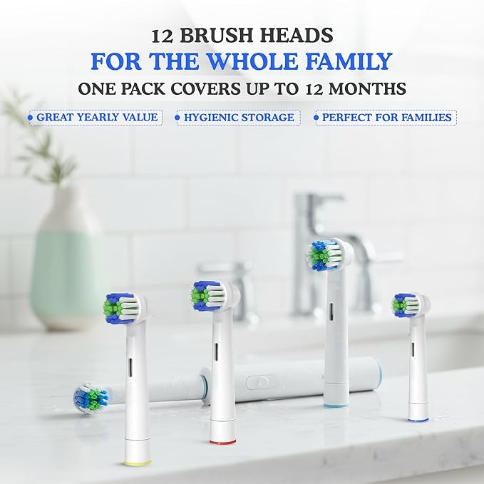 Toothbrush Replacement Heads 12 Pack Compatible with Oral B Professional Care, Triumph, Smart Series, Trizone & Vitality Models – Precision Clean Soft Bristles for Deep Plaque Removal