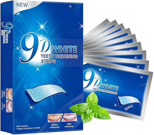 Teeth Whitening Strips - 9D Teeth Whitening Kit Professional Effects, Non-Sensitive Teeth Whitener for Enamel Safe, 14 Strips (7 Day Treatment) Remove Stains for a Brighter Smile, Mint